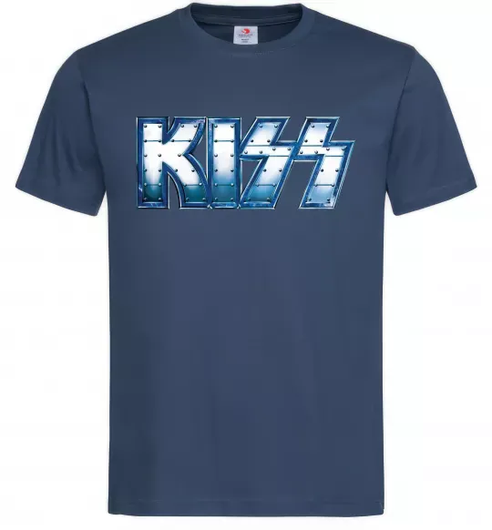 Мужская футболка Kiss metal Темно-синий фото