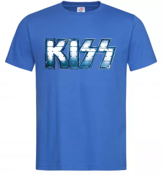 Мужская футболка Kiss metal Ярко-синий фото