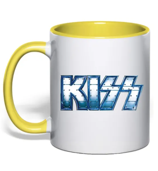 Чашка з кольоровою ручкою Kiss metal Лимонний фото