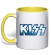 Чашка з кольоровою ручкою Kiss metal Лимонний фото