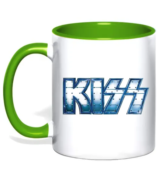 Чашка з кольоровою ручкою Kiss metal Лаймовий фото