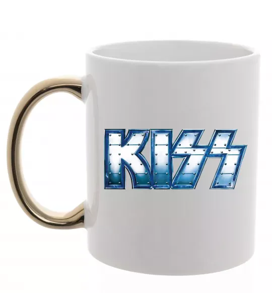 Чашка с цветной ручкой Kiss metal Золото фото