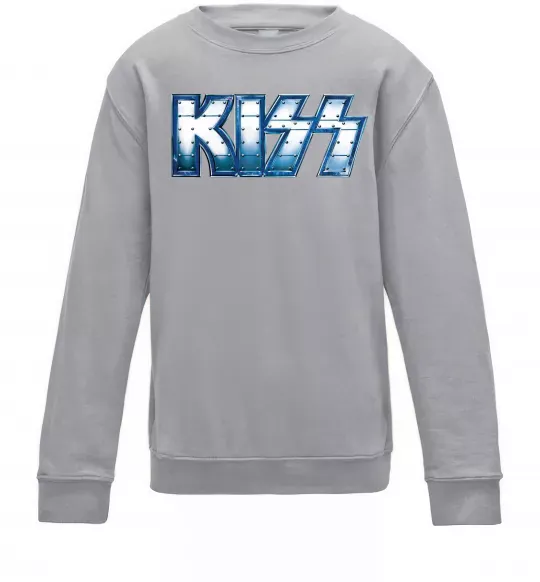 Детский Свитшот Kiss metal Серый меланж фото