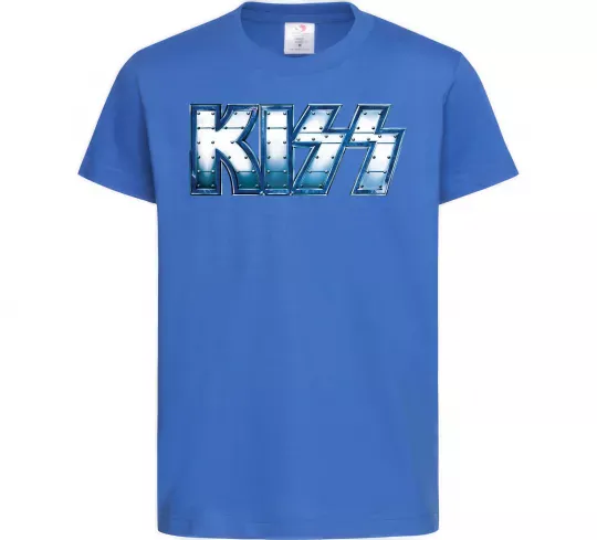 Дитяча футболка Kiss metal Яскраво-синій фото