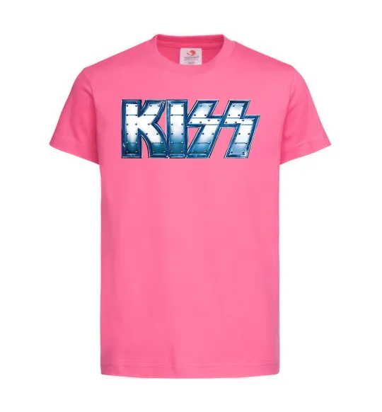 Детская футболка Kiss metal Ярко-розовый фото