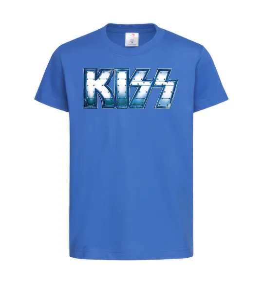 Детская футболка Kiss metal Ярко-синий фото