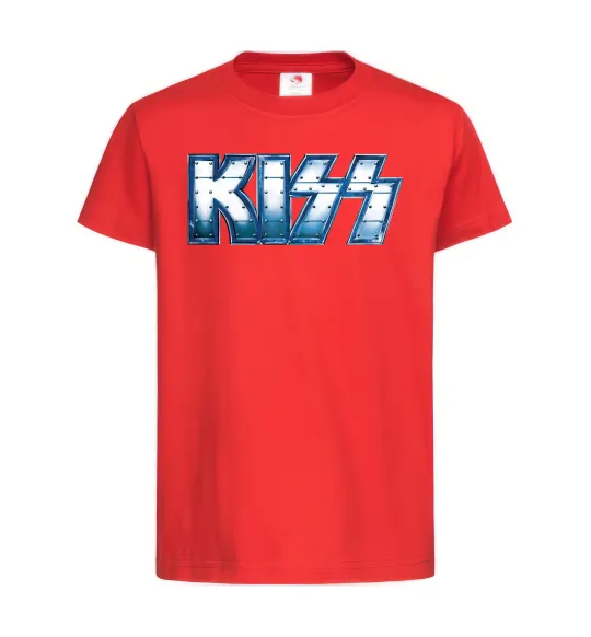 Детская футболка Kiss metal Красный фото
