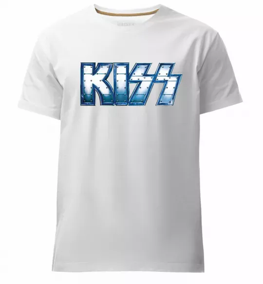 Мужская премиум футболка Kiss metal Белый фото