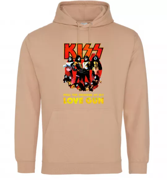 Мужская толстовка (худи) Kiss love gun Песочный фото