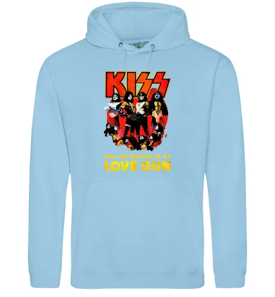 Чоловіча толстовка (худі) Kiss love gun Блакитний фото