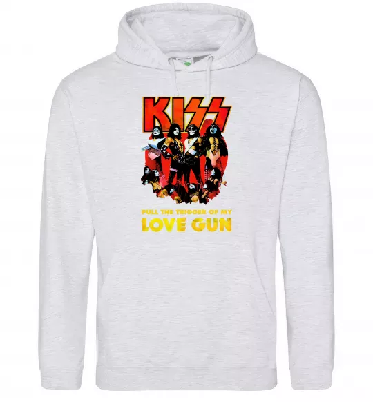 Жіноча толстовка (худі) Kiss love gun Сірий меланж фото