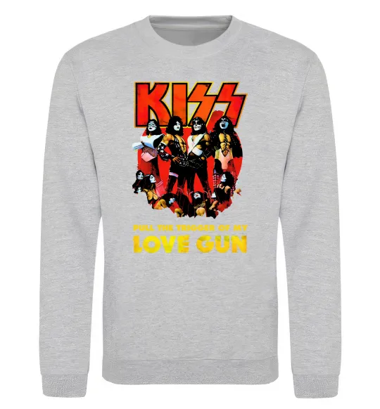 Свитшот Kiss love gun Серый меланж фото