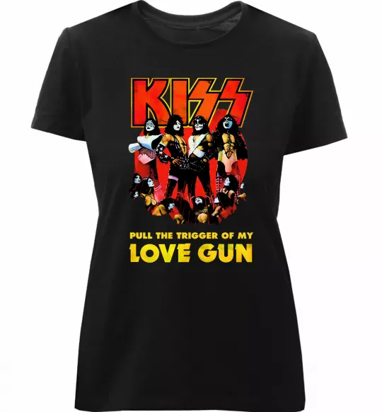 Жіноча преміум футболка Kiss love gun Чорний фото