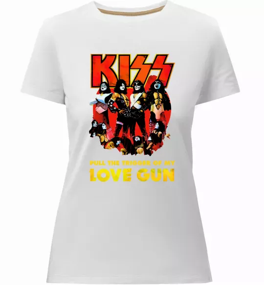 Жіноча преміум футболка Kiss love gun Білий фото