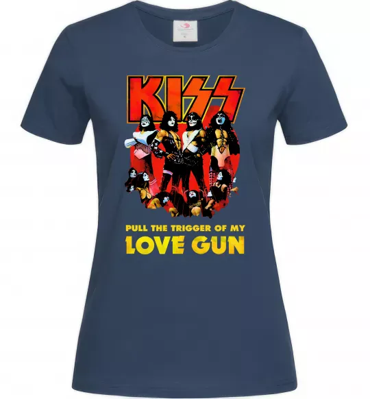 Женская футболка Kiss love gun Темно-синий фото