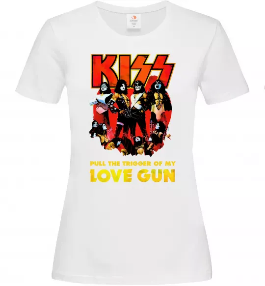 Женская футболка Kiss love gun Белый фото