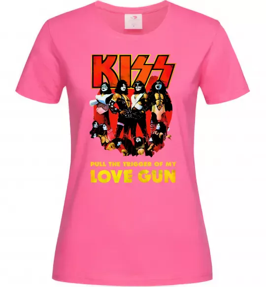 Женская футболка Kiss love gun Ярко-розовый фото