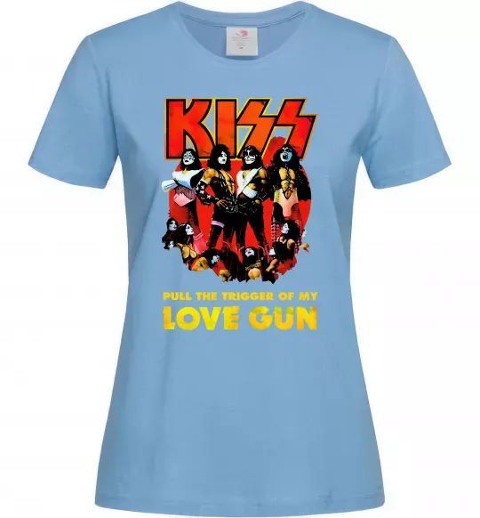 Женская футболка Kiss love gun Голубой фото