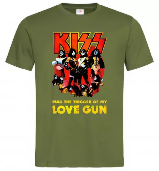 Мужская футболка Kiss love gun Оливковый фото