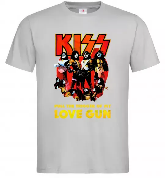 Мужская футболка Kiss love gun Серый фото