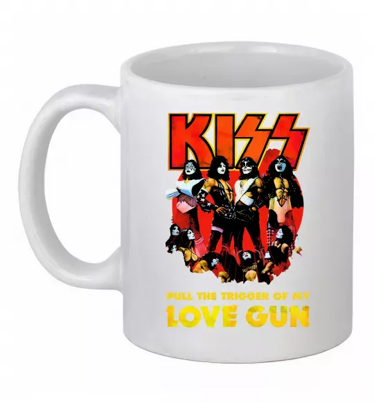 Чашка керамічна Kiss love gun Білий фото