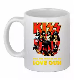 Чашка керамічна Kiss love gun Білий фото