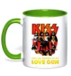 Чашка з кольоровою ручкою Kiss love gun Лаймовий фото