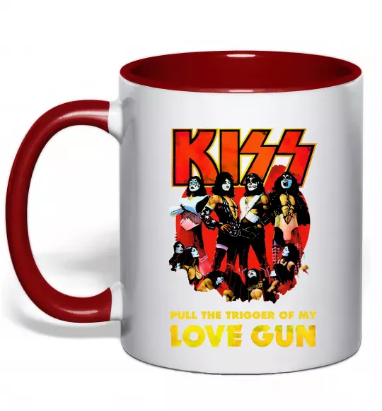 Чашка с цветной ручкой Kiss love gun Красный фото