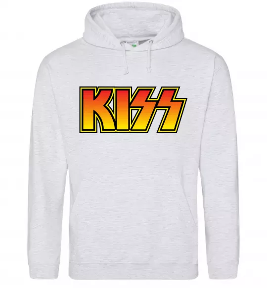 Женская толстовка (худи) Logo Kiss Серый меланж фото