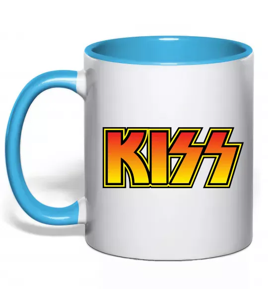 Чашка з кольоровою ручкою Logo Kiss Блакитний фото