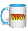 Чашка з кольоровою ручкою Logo Kiss Блакитний фото