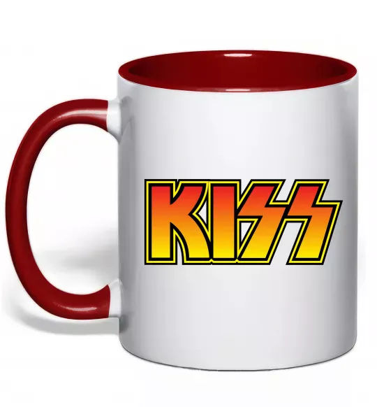 Чашка з кольоровою ручкою Logo Kiss Червоний фото