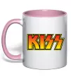 Чашка з кольоровою ручкою Logo Kiss Ніжно рожевий фото