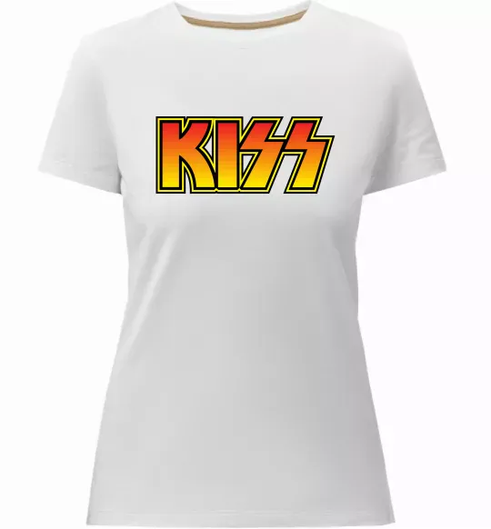 Жіноча преміум футболка Logo Kiss Білий фото