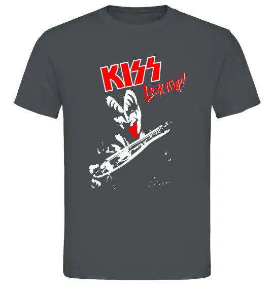Чоловіча футболка Kiss lick it up Графіт фото