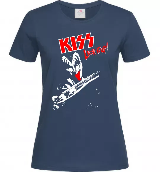 Женская футболка Kiss lick it up Темно-синий фото