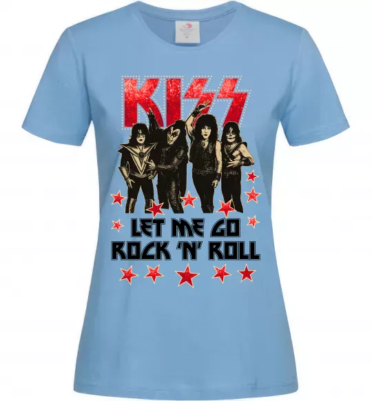Жіноча футболка Let me go rock n roll Блакитний фото