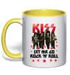 Чашка з кольоровою ручкою Let me go rock n roll Сонячно жовтий фото