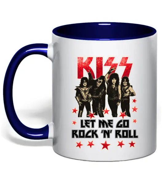 Чашка з кольоровою ручкою Let me go rock n roll Глибокий темно-синій фото