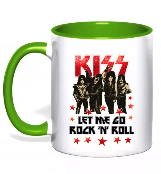 Чашка з кольоровою ручкою Let me go rock n roll Зелений фото