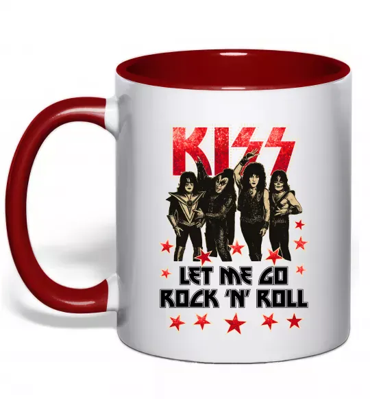 Чашка з кольоровою ручкою Let me go rock n roll Червоний фото