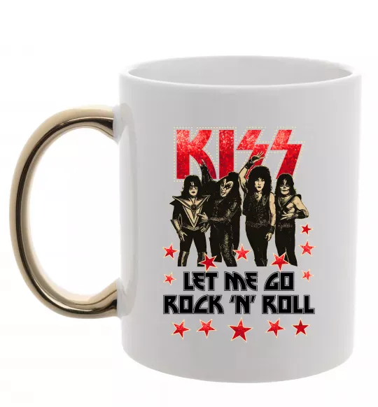 Чашка з кольоровою ручкою Let me go rock n roll Золото фото