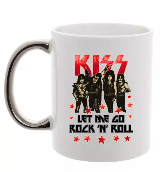 Чашка з кольоровою ручкою Let me go rock n roll Срібло фото
