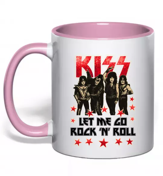 Чашка з кольоровою ручкою Let me go rock n roll Ніжно рожевий фото