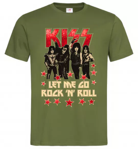 Мужская футболка Let me go rock n roll Оливковый фото