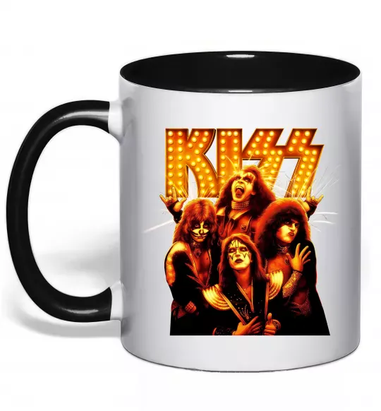 Чашка з кольоровою ручкою Kiss end of the road Чорний фото