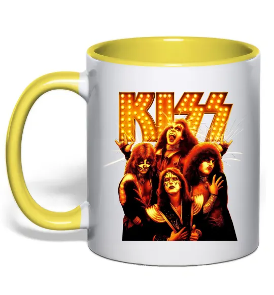 Чашка с цветной ручкой Kiss end of the road Лимонный фото