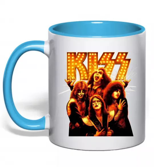 Чашка з кольоровою ручкою Kiss end of the road Блакитний фото
