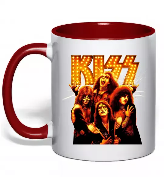 Чашка з кольоровою ручкою Kiss end of the road Червоний фото
