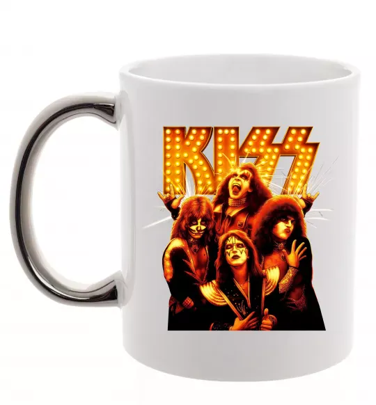 Чашка з кольоровою ручкою Kiss end of the road Срібло фото